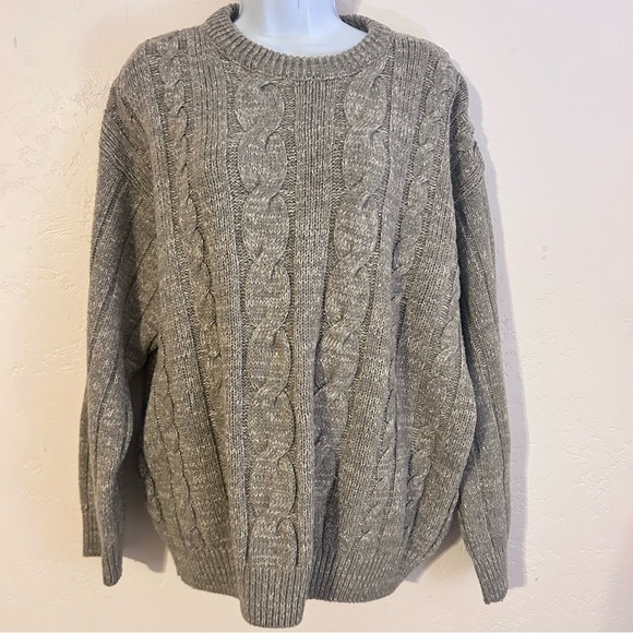 BRUMMELL Wool Taupe Cable Kit Fisherman’s Sweater Unisex Women XL Men L - Picture 8 of 8